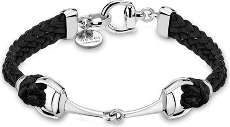 gucci silver leather mens bracelet|men's Gucci bracelet sale.